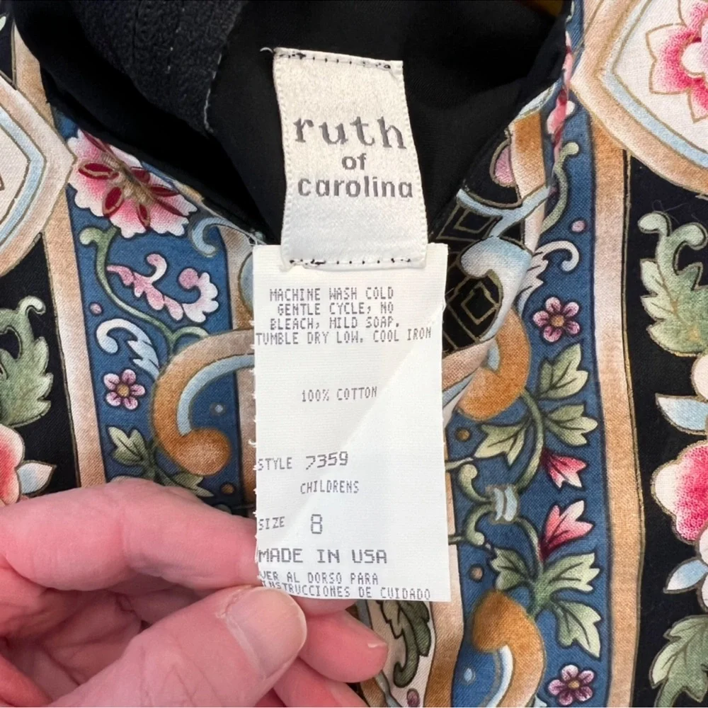 Ruth of Carolina Girls Floral Dress Cotton Size 8 Made‎ USA
